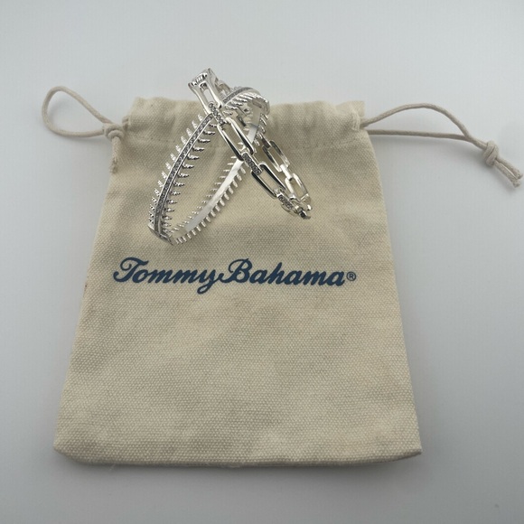 Tommy Bahama Woven Tote Bag + Silver Bangles Gift Set Resort Chic - Picture 5 of 8